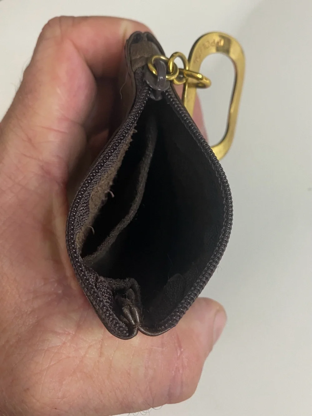IPPOLITA Genuine Leather Coin/Jewelry Pouch with Gold-Tone Key Ring Attachment
